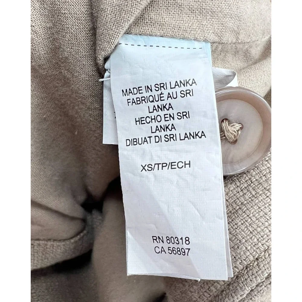 LUCKY BRAND tie waist button up taupe gray waterfall collar brown jacket size XS - Picture 8 of 9